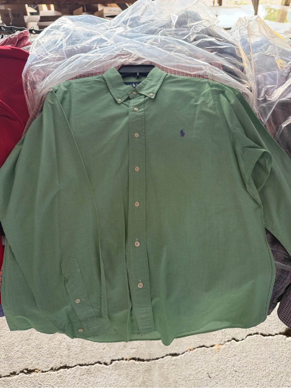 Ralph Lauren Green Button-Down Shirt with Contrast Logo